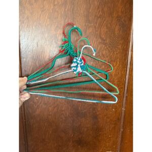 Vintage Crochet Hangers Set of 4 with Embellishments